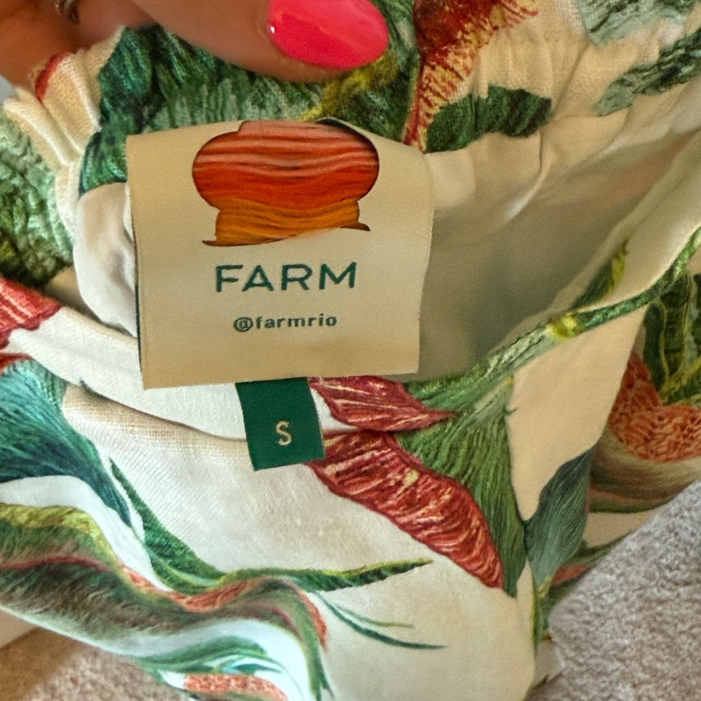 Farm Rio Forest Palm Linen Wide-Leg Pants Small - Picture 4 of 5